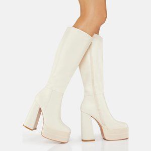 NIB *Dolls Kill* Beige In Your City Knee High Boots Sz 6